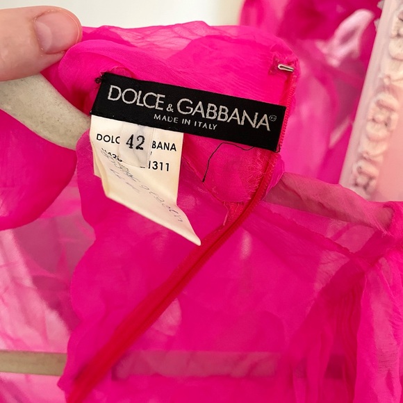 AUTHENTIC Dolce & Gabbana VINTAGE Neon Pink Pleat Dress Top - Picture 8 of 15